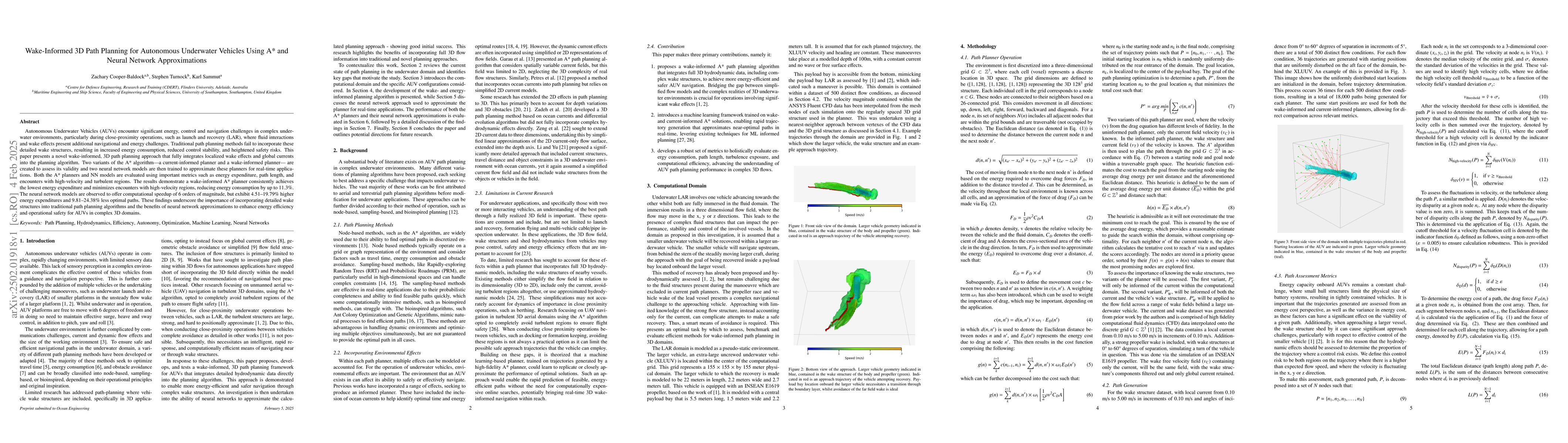 Thumbnail for Wake-Informed 3D Path Planning for Autonomous Underwater Vehicles Using
  A* and Neural Network Approximations