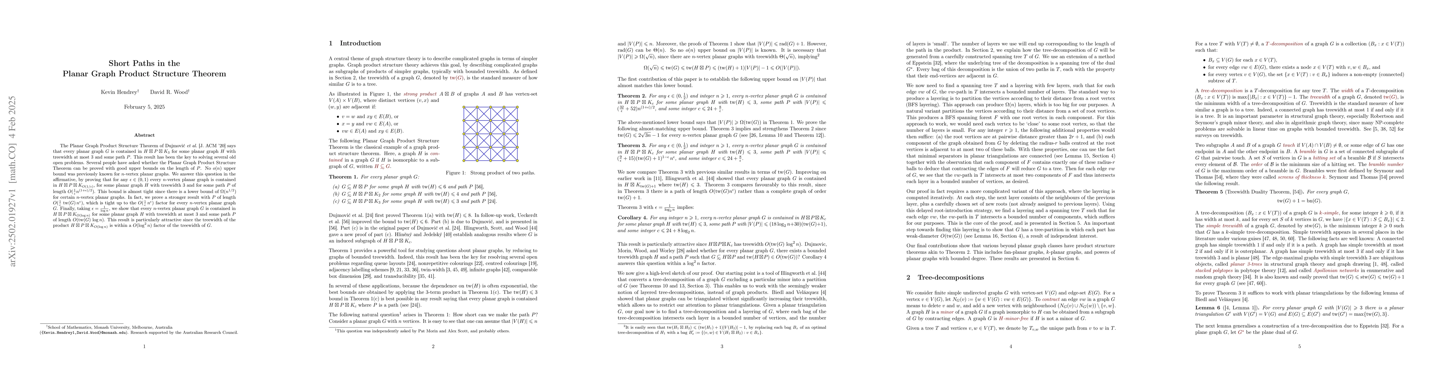 Thumbnail for Short Paths in the Planar Graph Product Structure Theorem