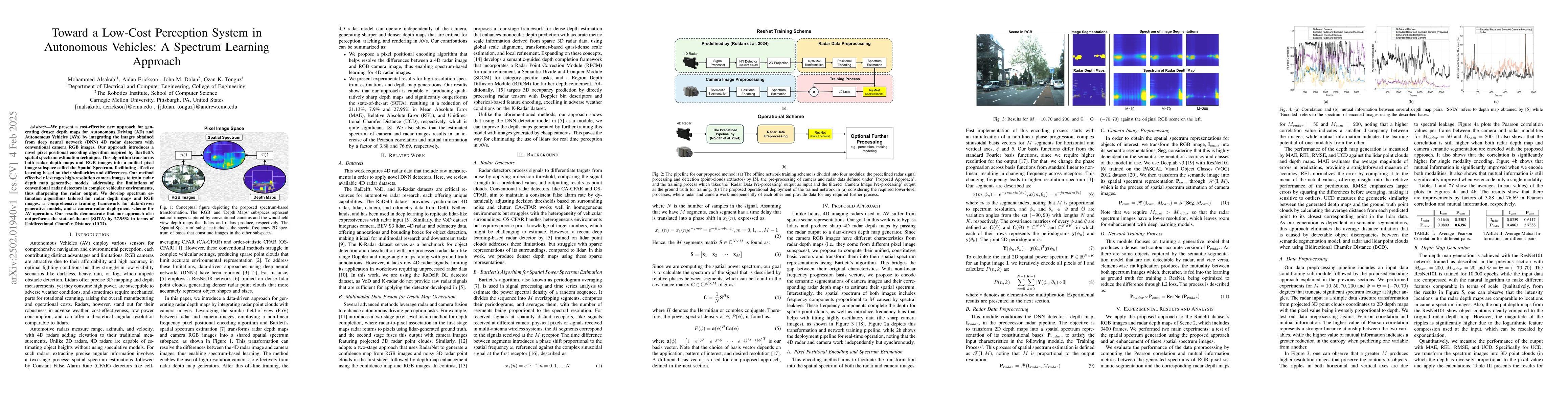 Thumbnail for Toward a Low-Cost Perception System in Autonomous Vehicles: A Spectrum
  Learning Approach