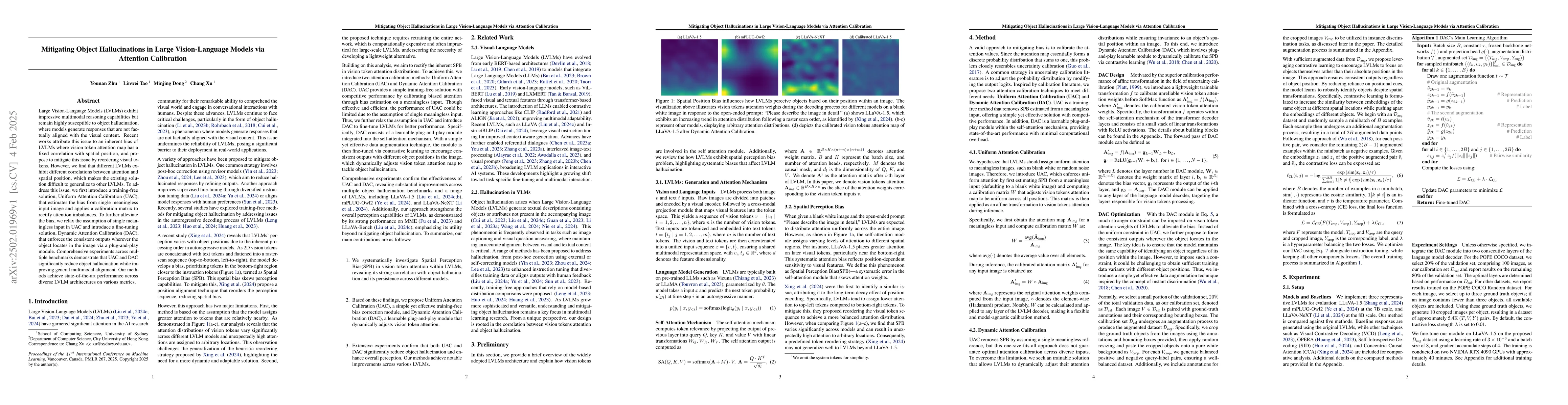 Thumbnail for Mitigating Object Hallucinations in Large Vision-Language Models via
  Attention Calibration