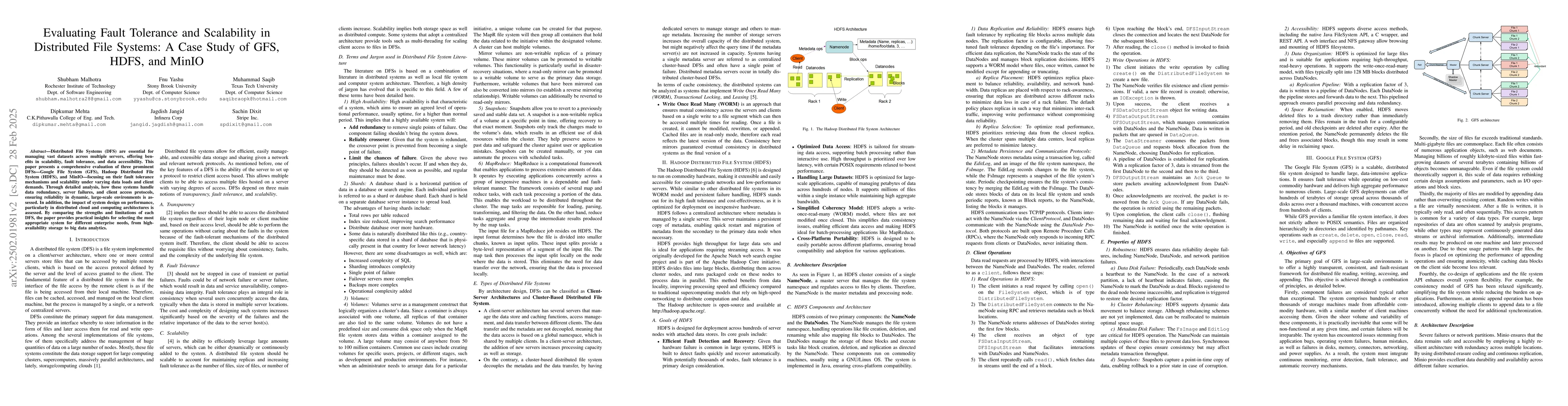 Thumbnail for Evaluating Fault Tolerance and Scalability in Distributed File Systems:
  A Case Study of GFS, HDFS, and MinIO