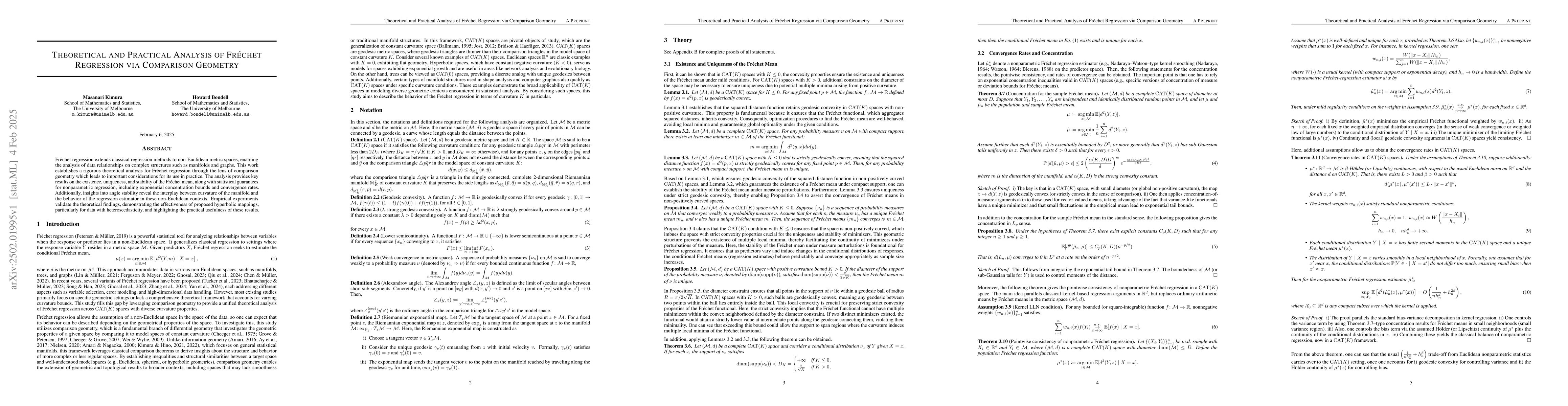 Thumbnail for Theoretical and Practical Analysis of Fréchet Regression via
  Comparison Geometry