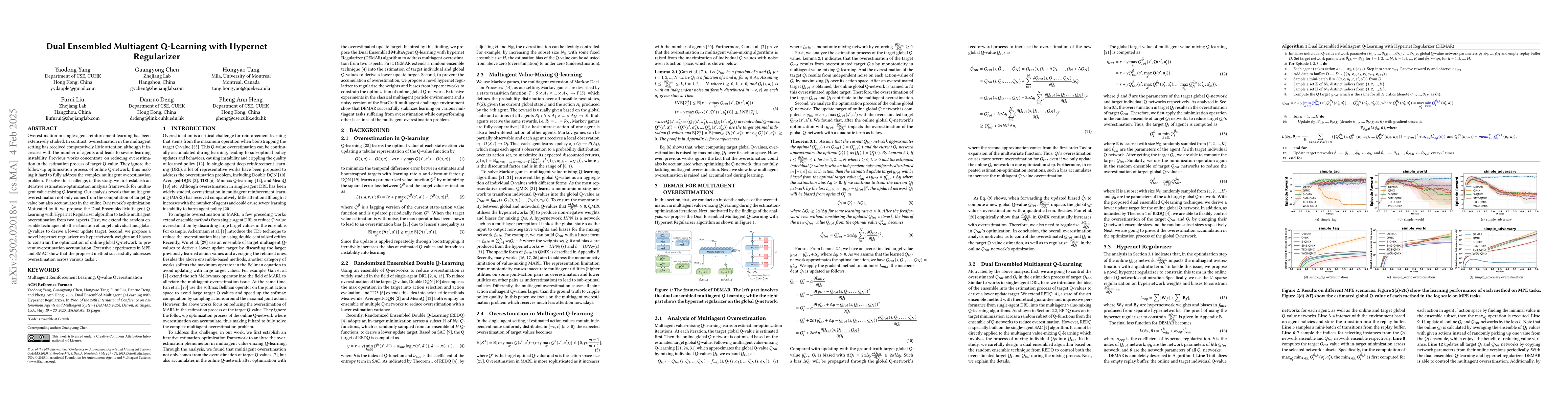 Thumbnail for Dual Ensembled Multiagent Q-Learning with Hypernet Regularizer
