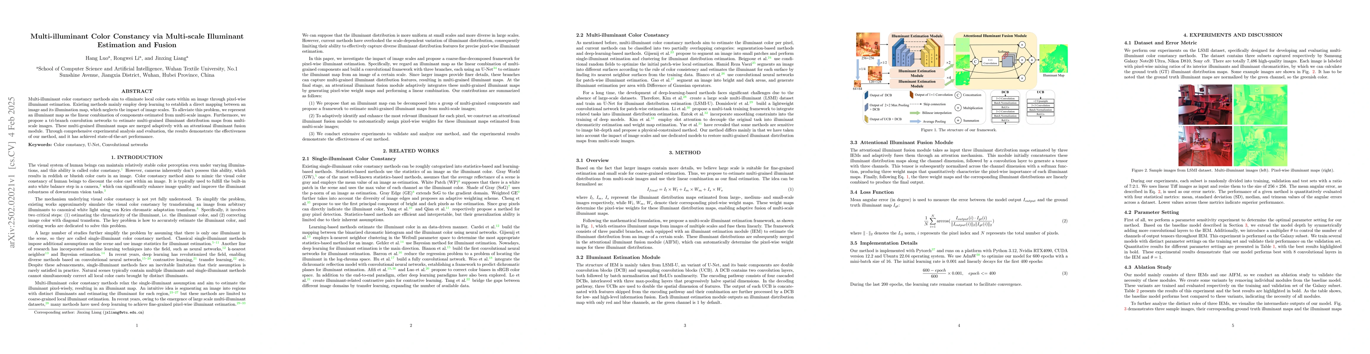 Thumbnail for Multi-illuminant Color Constancy via Multi-scale Illuminant Estimation
  and Fusion