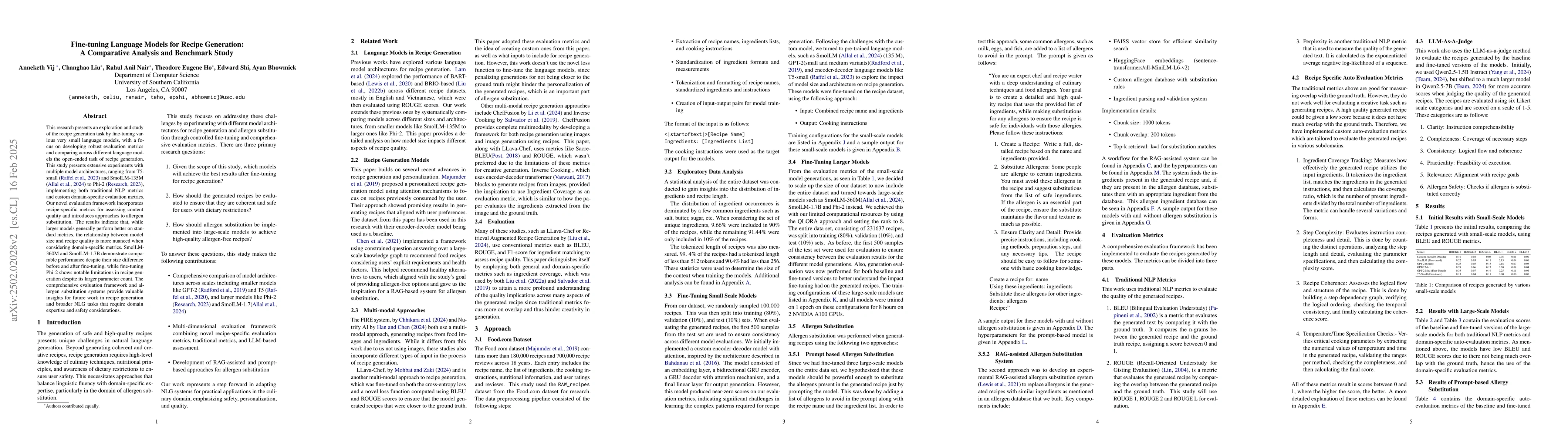 Thumbnail for Fine-tuning Language Models for Recipe Generation: A Comparative
  Analysis and Benchmark Study