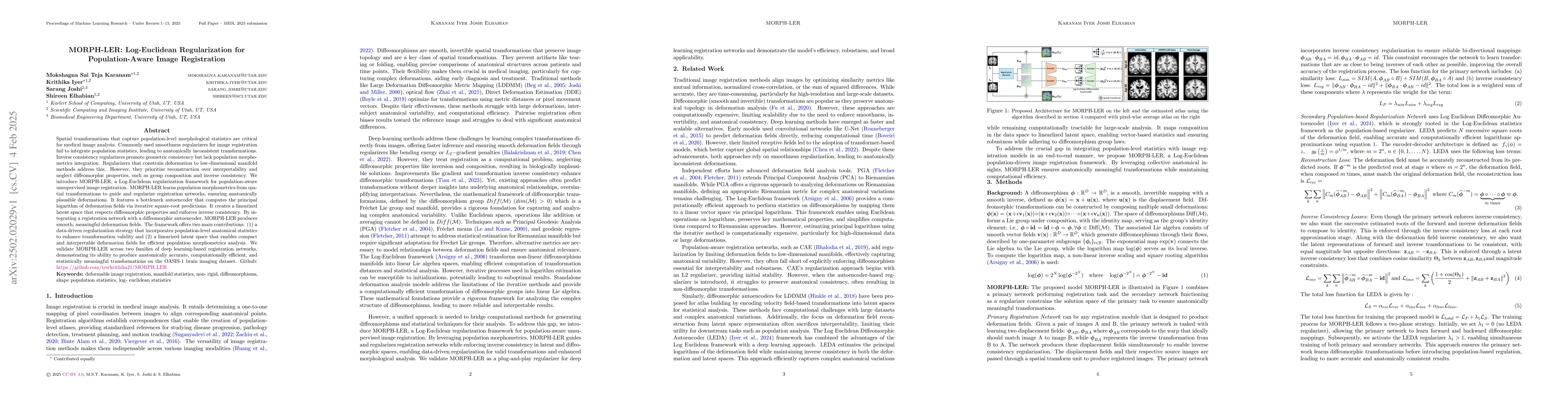 Thumbnail for MORPH-LER: Log-Euclidean Regularization for Population-Aware Image
  Registration