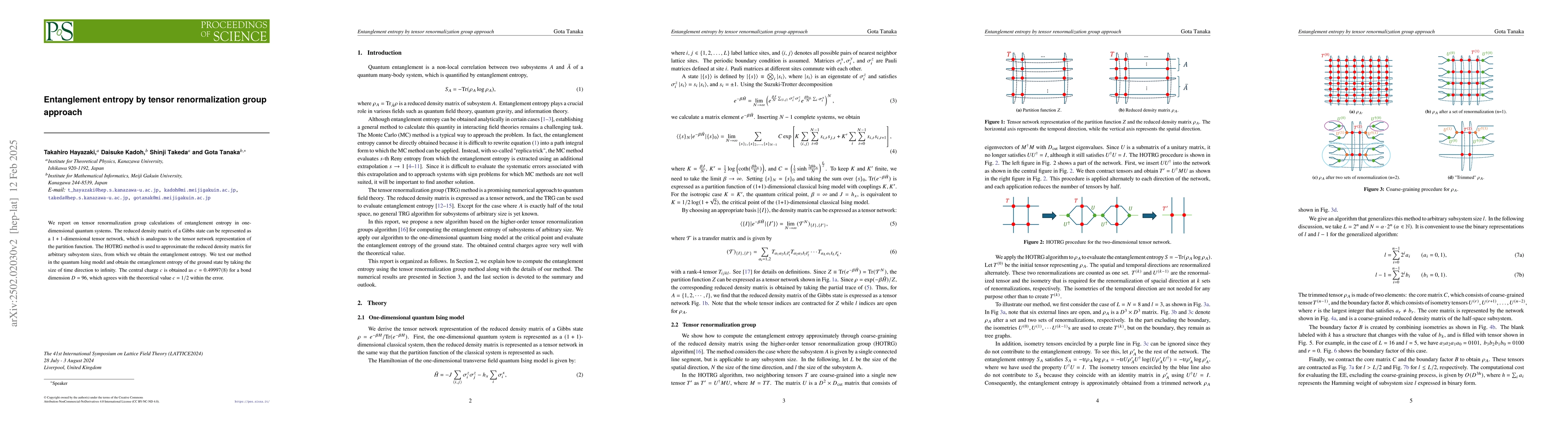 Thumbnail for Entanglement entropy by tensor renormalization group approach
