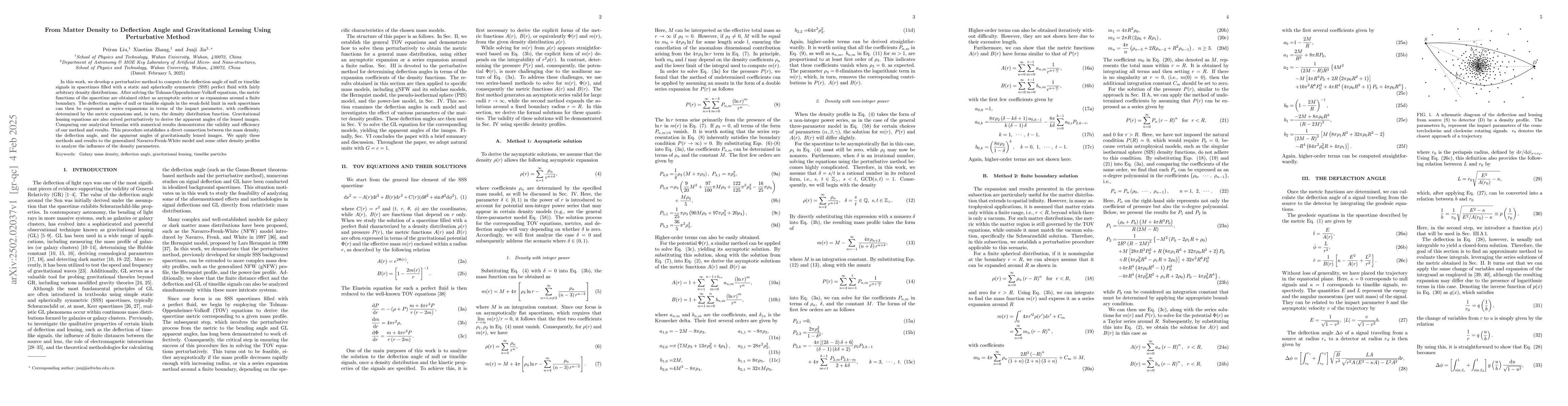 Thumbnail for From Matter Density to Deflection Angle and Gravitational Lensing Using
  Perturbative Method