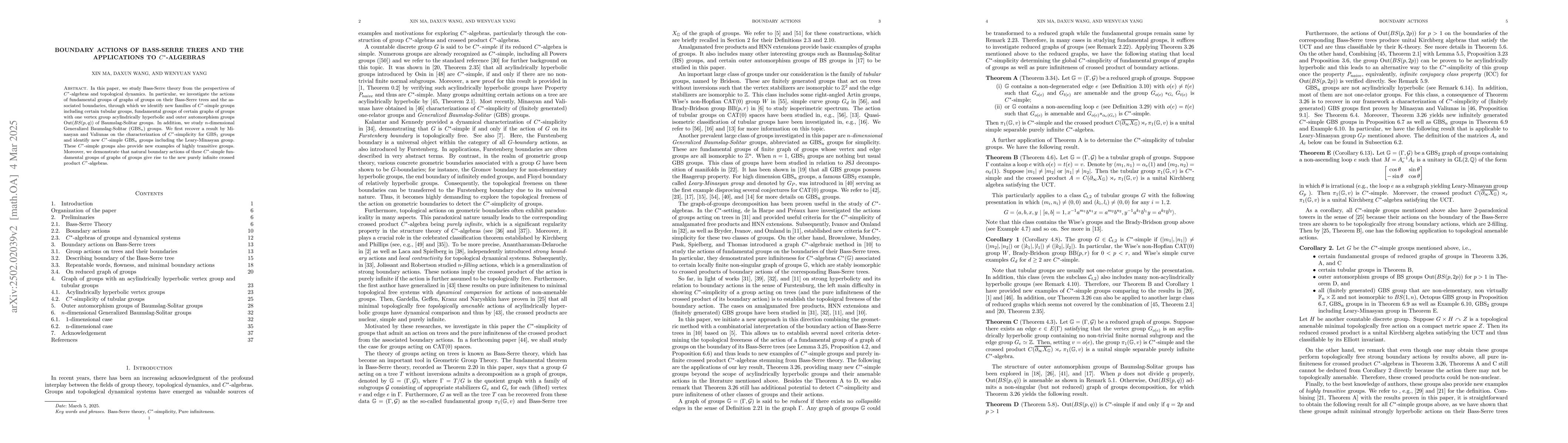 Thumbnail for Boundary actions of Bass-Serre Trees and the applications to
  $C^*$-algebras