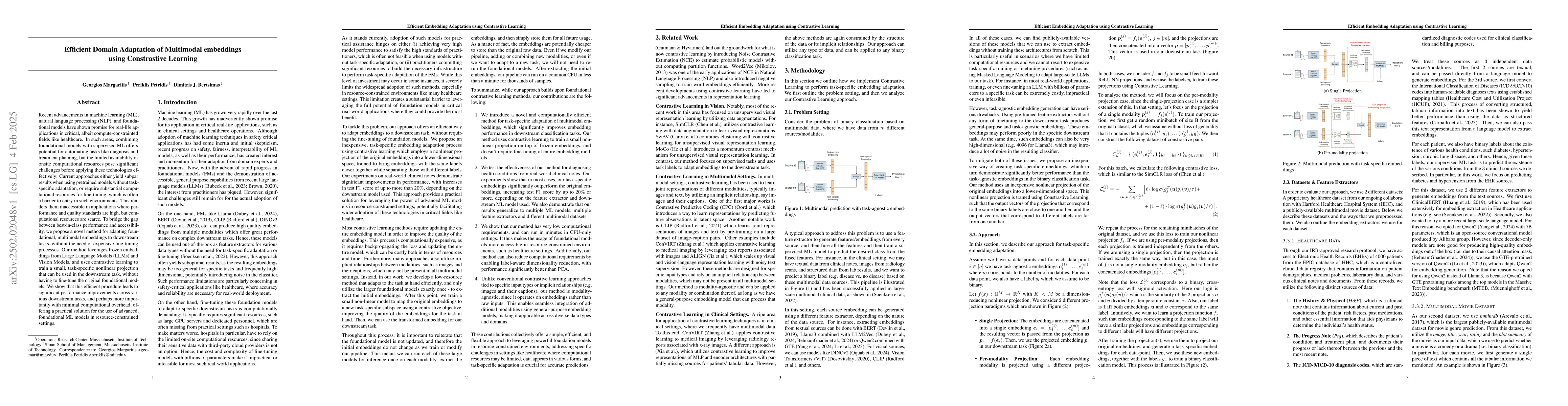 Thumbnail for Efficient Domain Adaptation of Multimodal Embeddings using Constrastive
  Learning