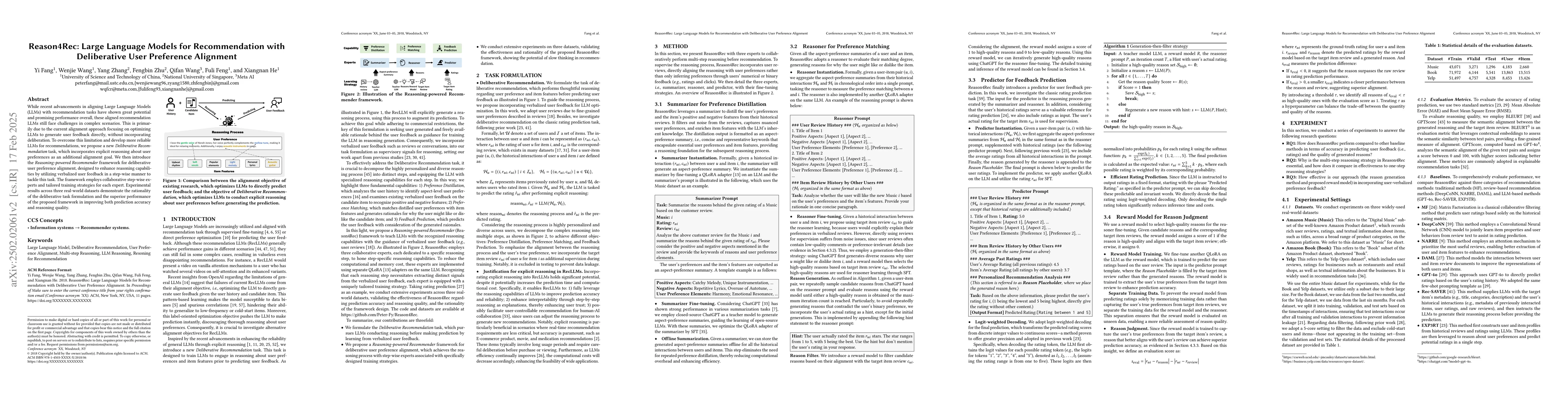 Thumbnail for Reason4Rec: Large Language Models for Recommendation with Deliberative
  User Preference Alignment