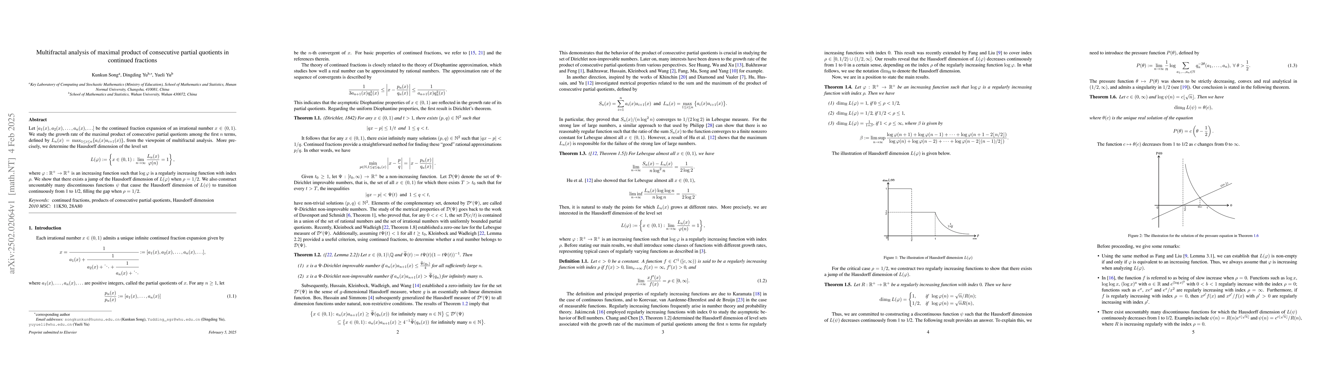 Thumbnail for Multifractal analysis of maximal product of consecutive partial
  quotients in continued fractions