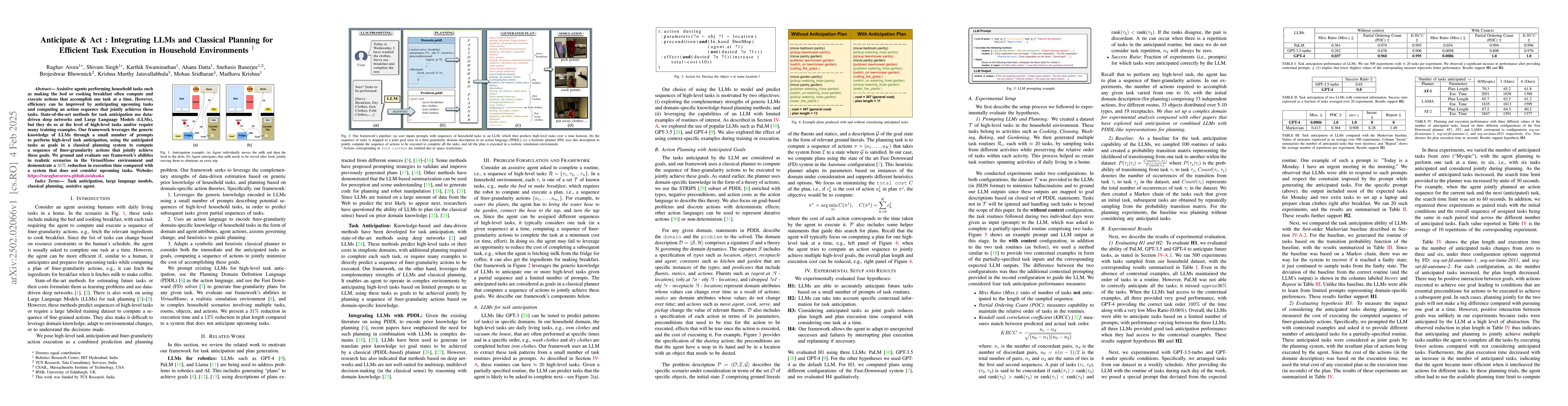 Thumbnail for Anticipate & Act : Integrating LLMs and Classical Planning for Efficient
  Task Execution in Household Environments