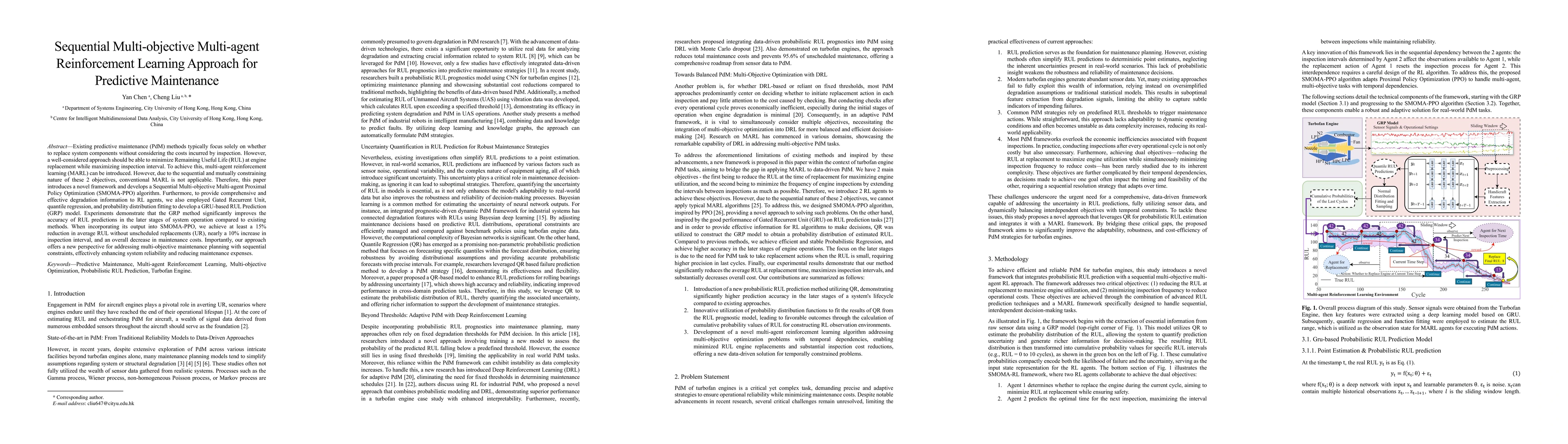 Thumbnail for Sequential Multi-objective Multi-agent Reinforcement Learning Approach
  for Predictive Maintenance