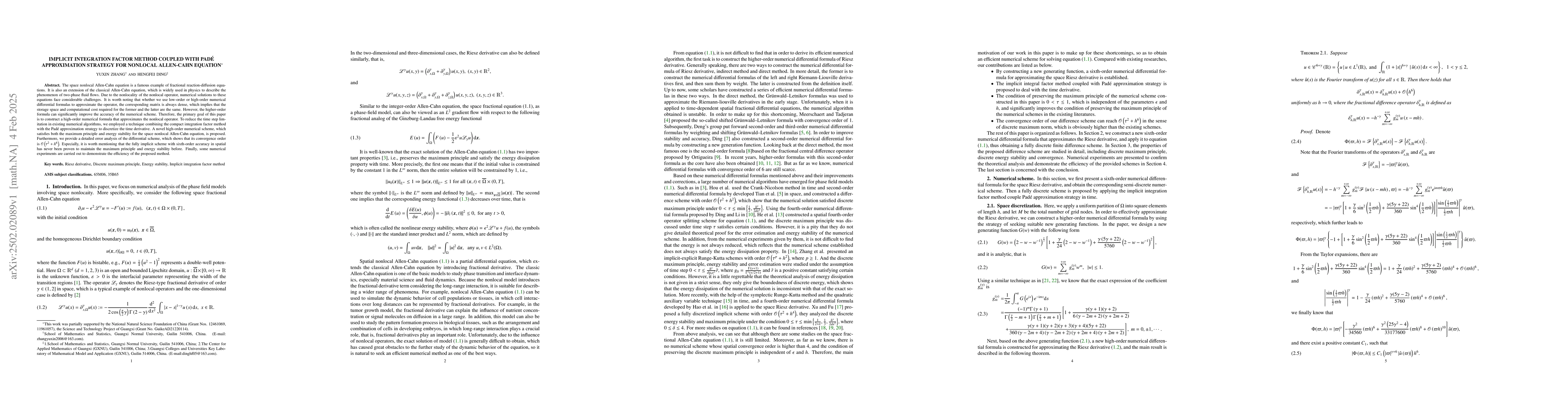 Thumbnail for Implicit integration factor method coupled with Padé approximation
  strategy for nonlocal Allen-Cahn equation