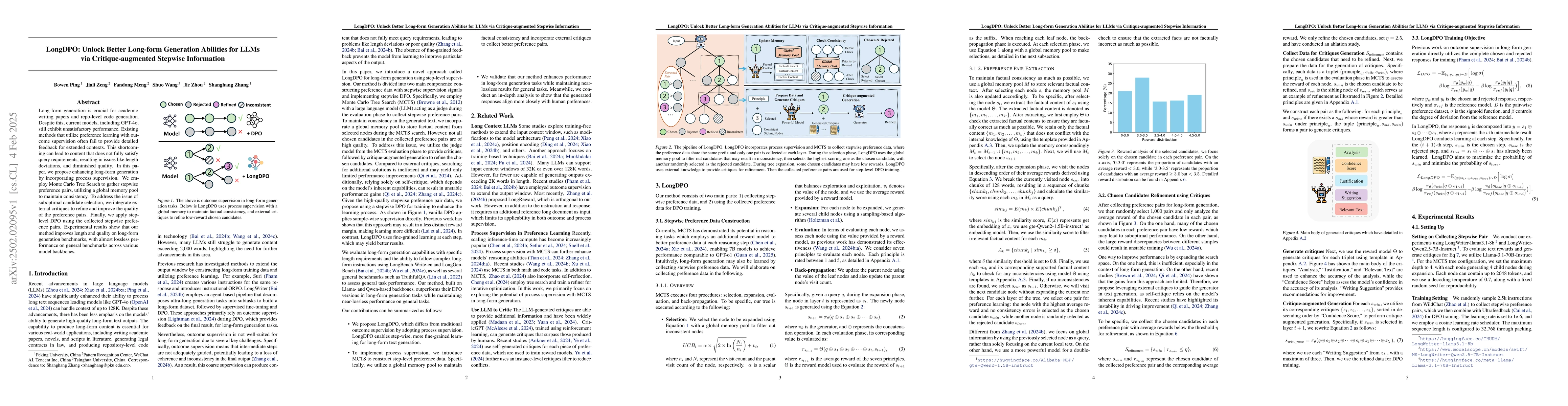 Thumbnail for LongDPO: Unlock Better Long-form Generation Abilities for LLMs via
  Critique-augmented Stepwise Information