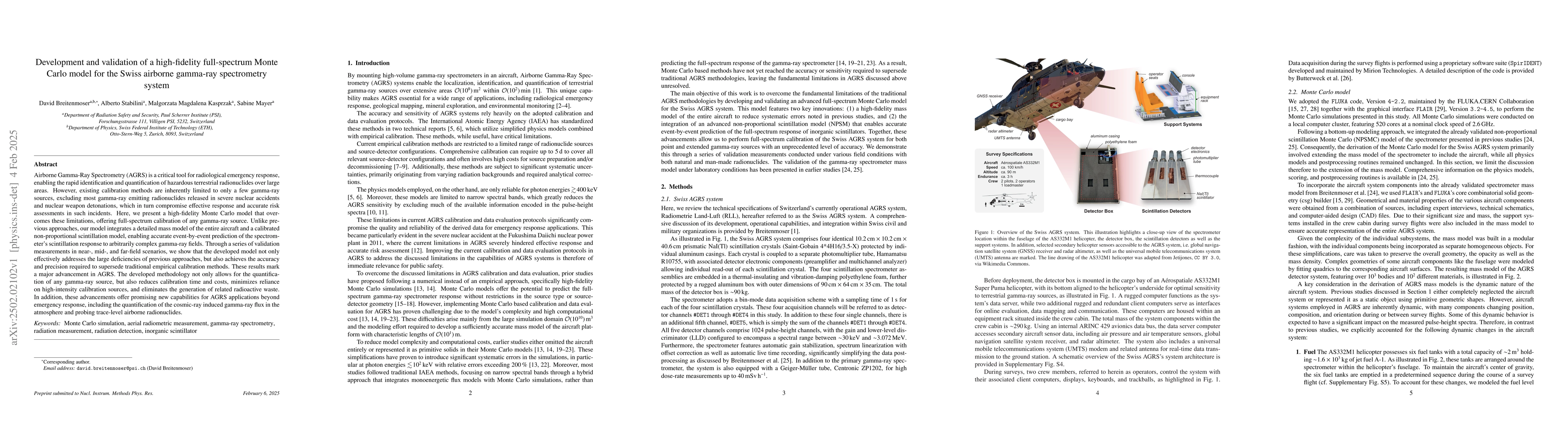 Thumbnail for Development and validation of a high-fidelity full-spectrum Monte Carlo
  model for the Swiss airborne gamma-ray spectrometry system