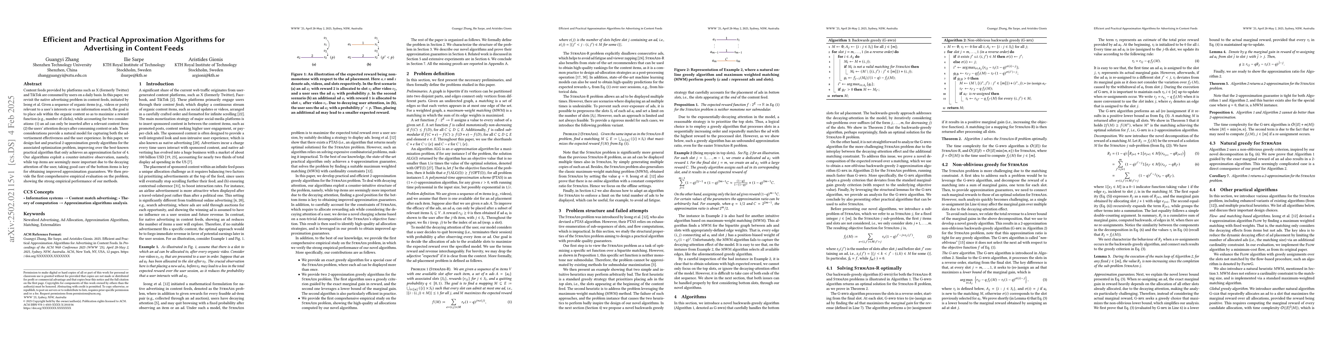 Thumbnail for Efficient and Practical Approximation Algorithms for Advertising in
  Content Feeds