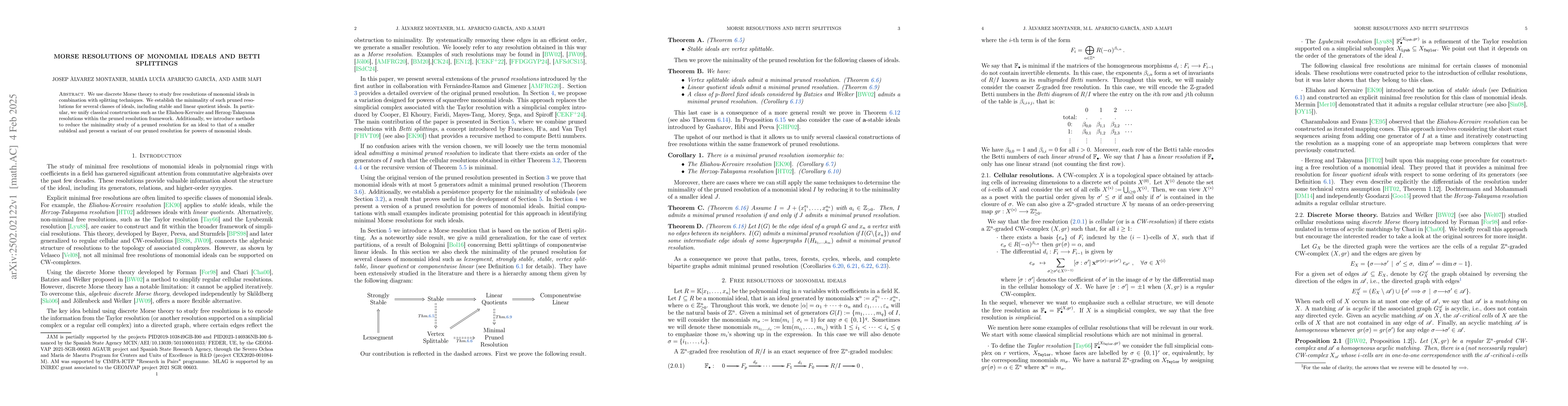 Thumbnail for Morse resolutions of monomial ideals and Betti splittings