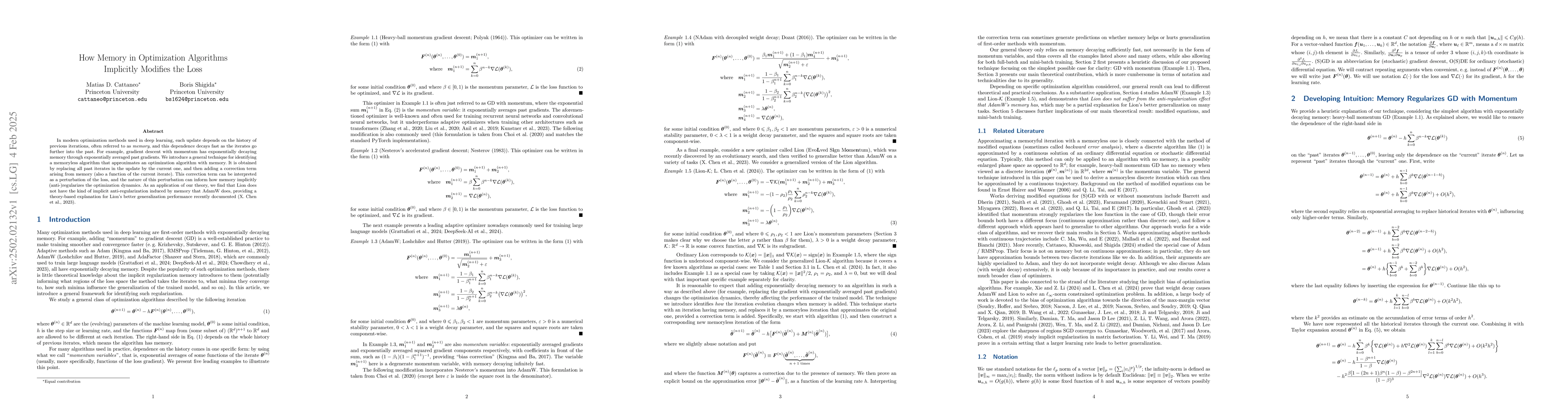 Thumbnail for How Memory in Optimization Algorithms Implicitly Modifies the Loss