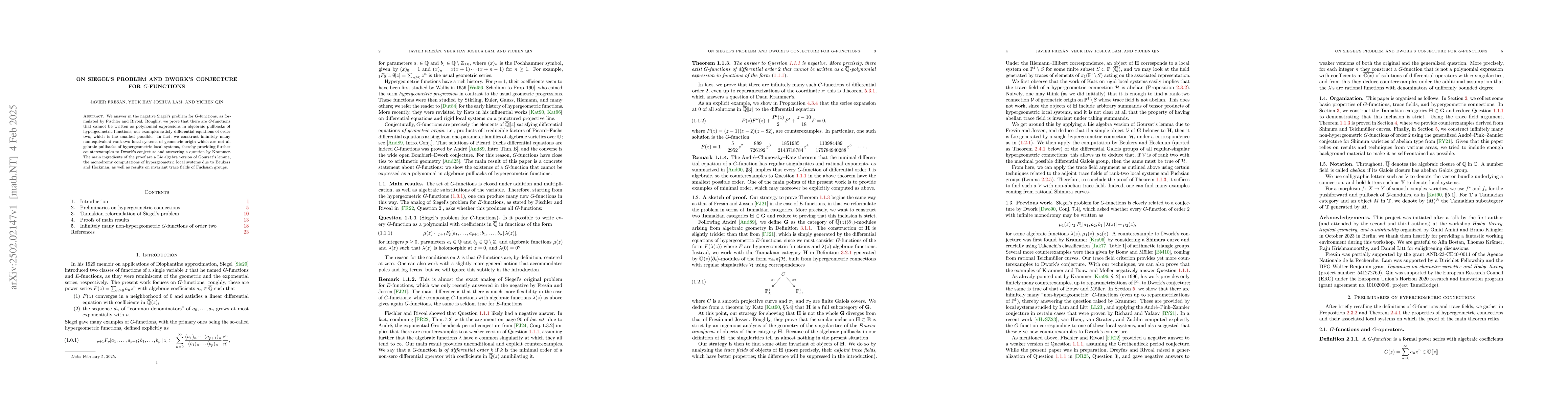 Thumbnail for On Siegel's problem and Dwork's conjecture for $G$-functions