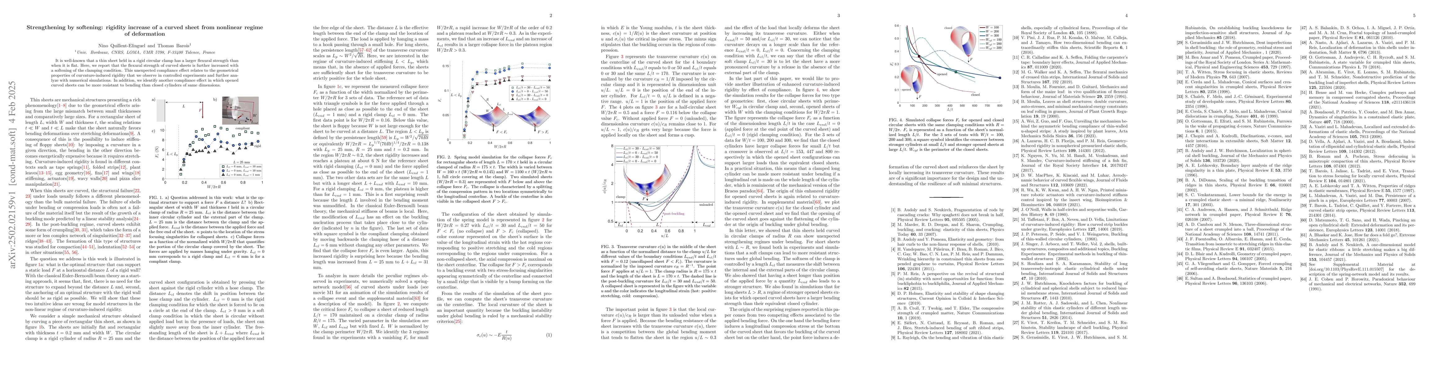 Thumbnail for Strengthening by softening: Rigidity increase of a curved sheet from
  nonlinear regime of deformation