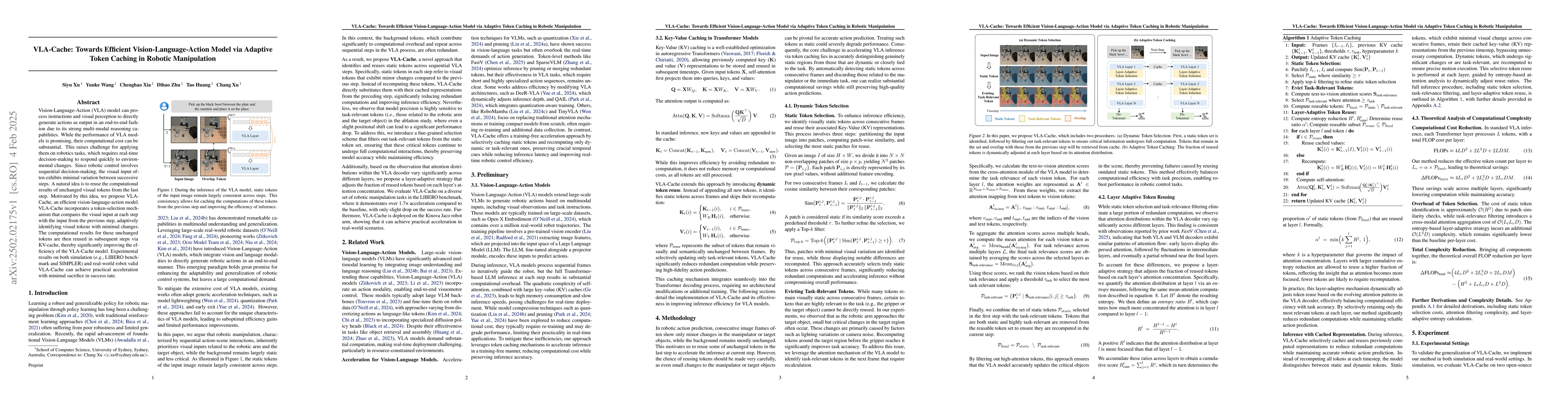 Thumbnail for VLA-Cache: Towards Efficient Vision-Language-Action Model via Adaptive
  Token Caching in Robotic Manipulation