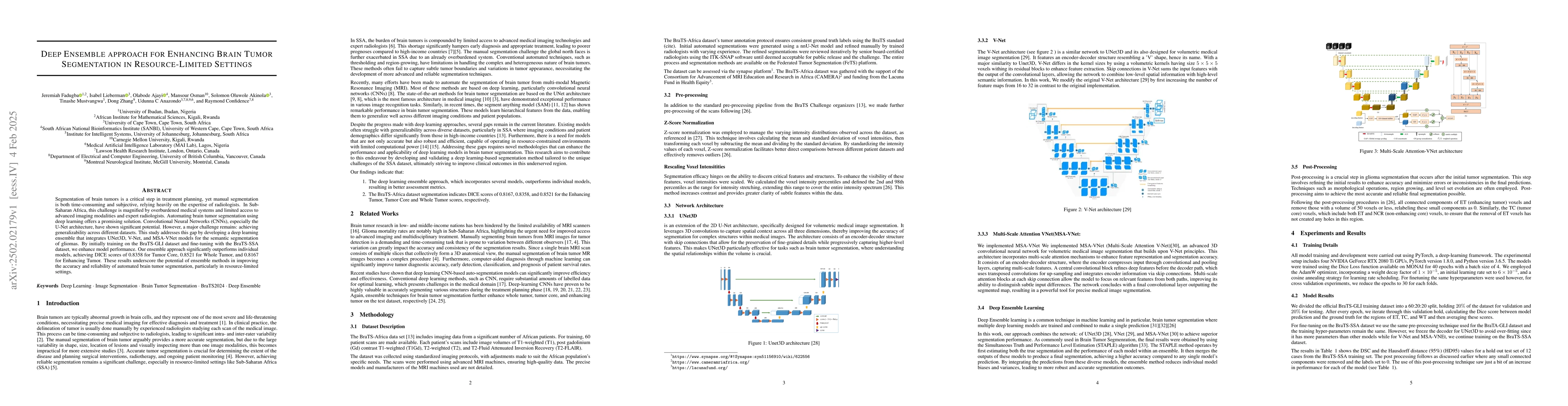 Thumbnail for Deep Ensemble approach for Enhancing Brain Tumor Segmentation in
  Resource-Limited Settings