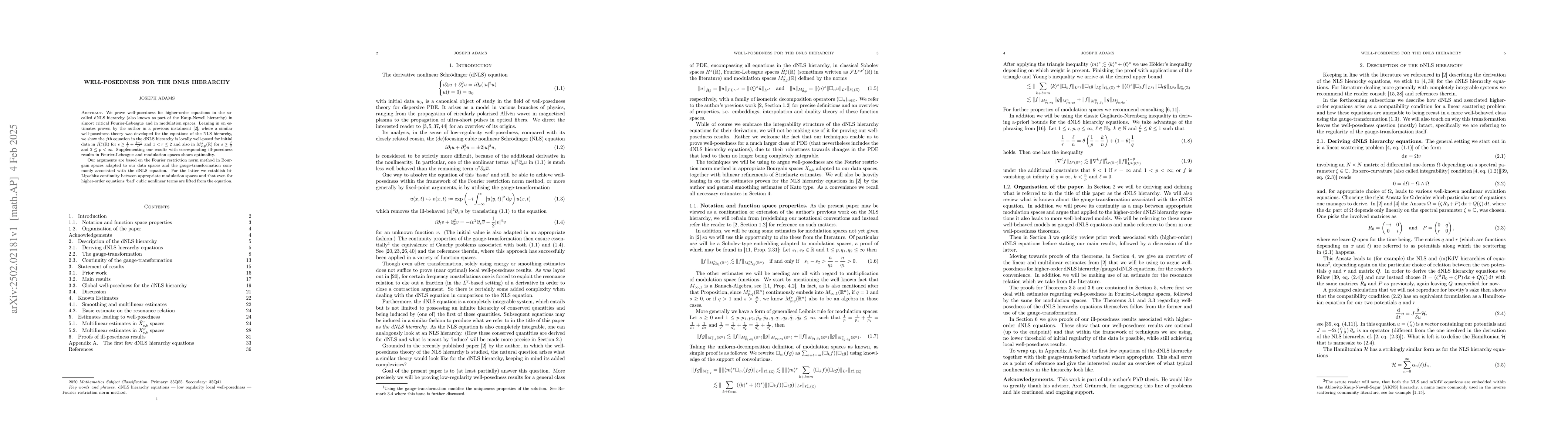 Thumbnail for Well-posedness for the dNLS hierarchy