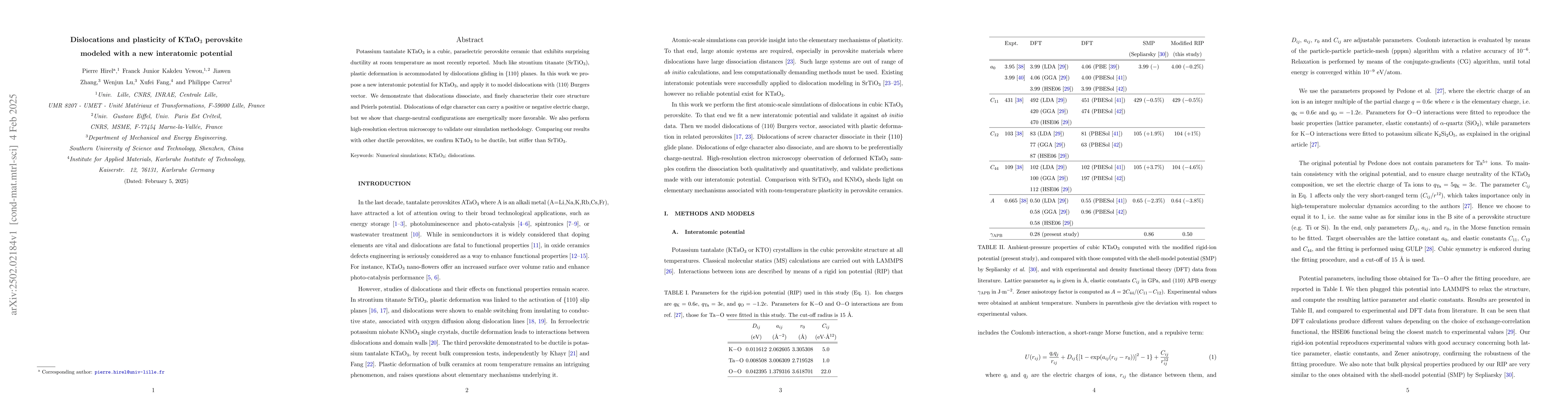 Thumbnail for Dislocations and plasticity of KTaO$_3$ perovskite modeled with a new
  interatomic potential