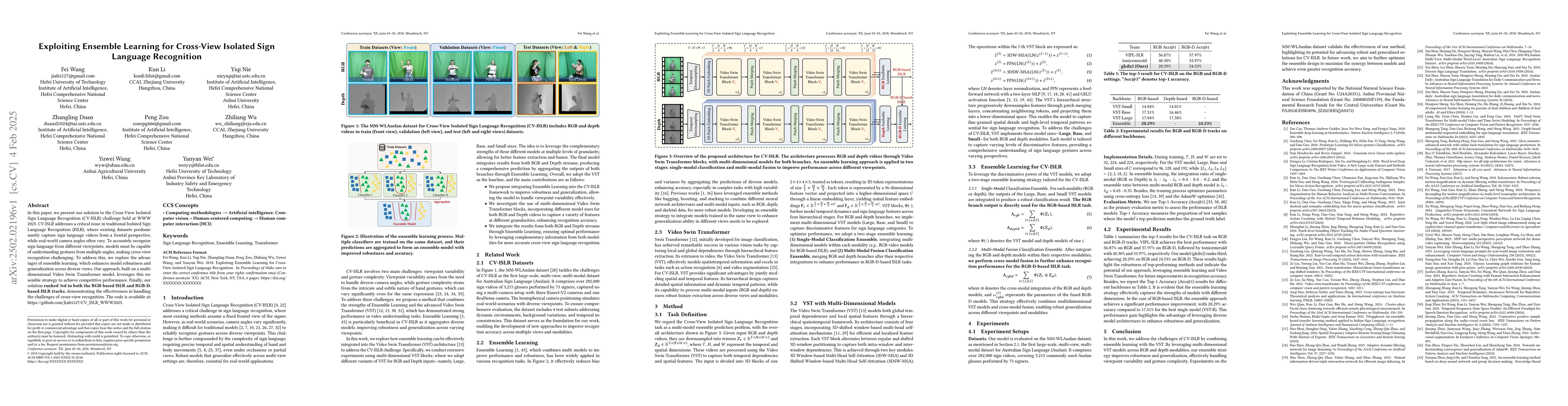 Thumbnail for Exploiting Ensemble Learning for Cross-View Isolated Sign Language
  Recognition