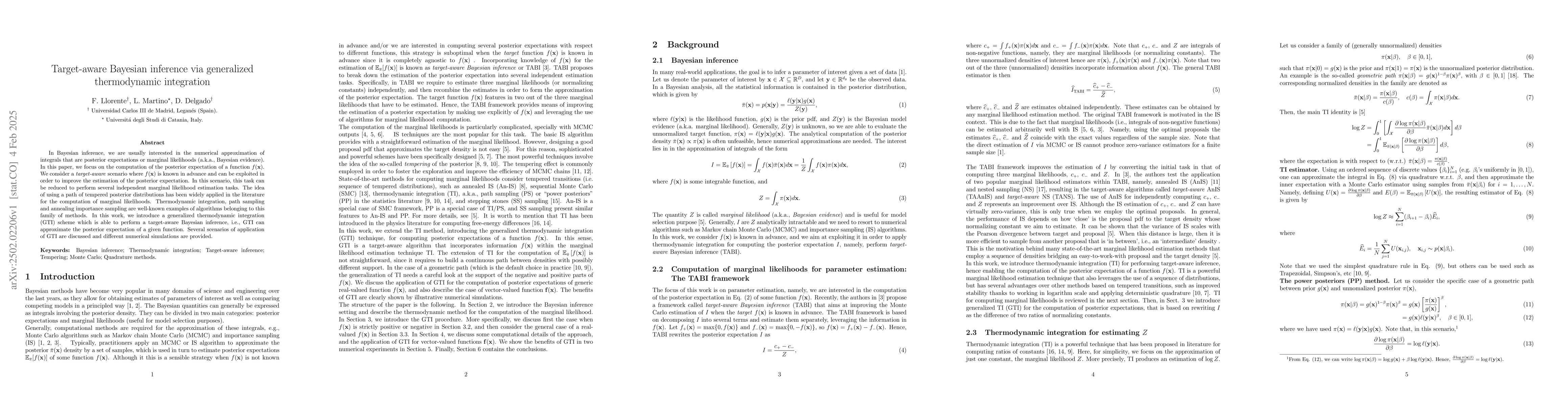 Thumbnail for Target-aware Bayesian inference via generalized thermodynamic
  integration