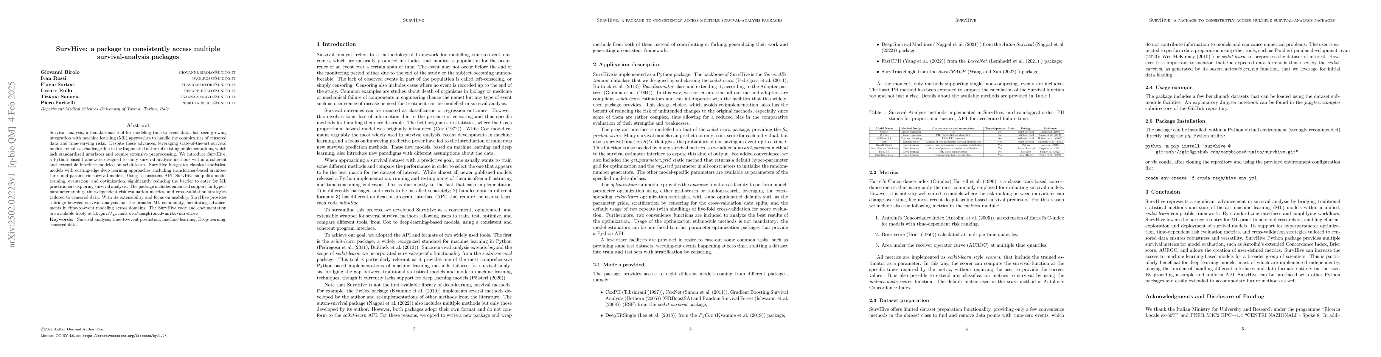 Thumbnail for SurvHive: a package to consistently access multiple survival-analysis
  packages