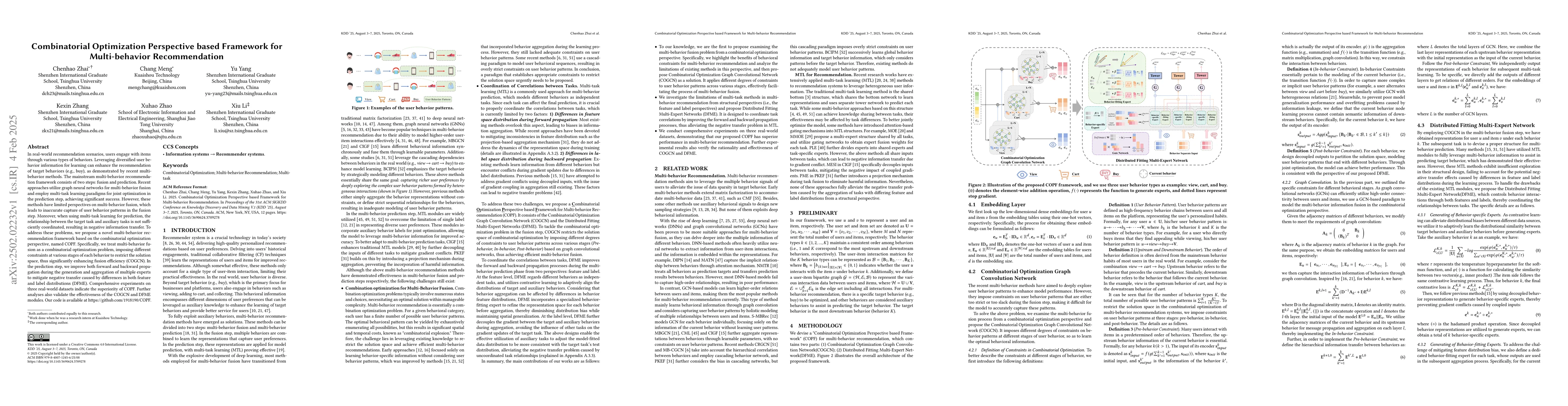 Thumbnail for Combinatorial Optimization Perspective based Framework for
  Multi-behavior Recommendation