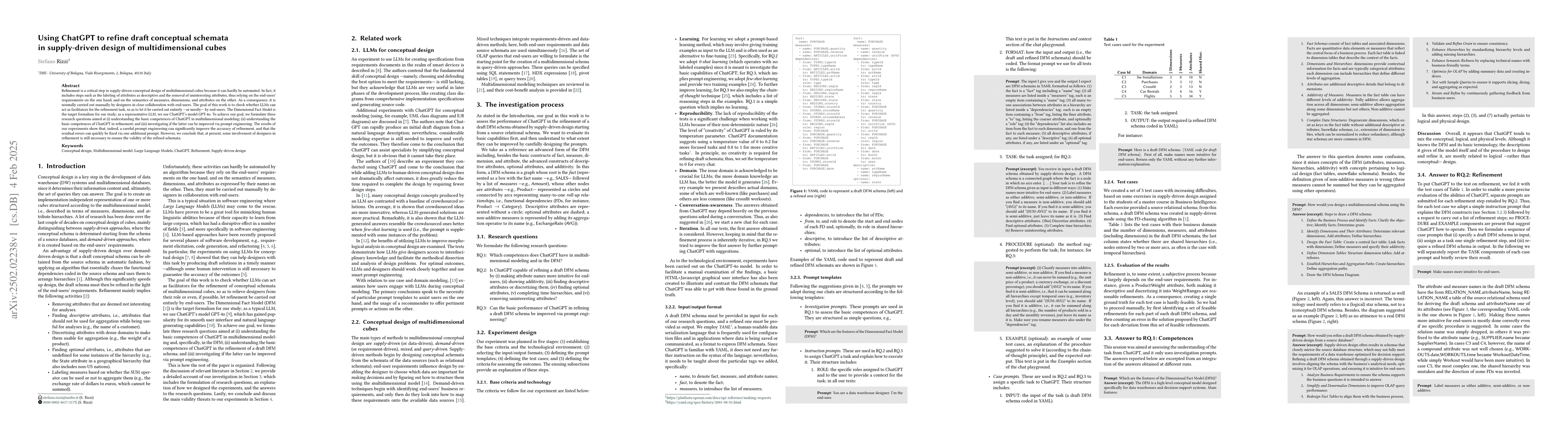Thumbnail for Using ChatGPT to refine draft conceptual schemata in supply-driven
  design of multidimensional cubes