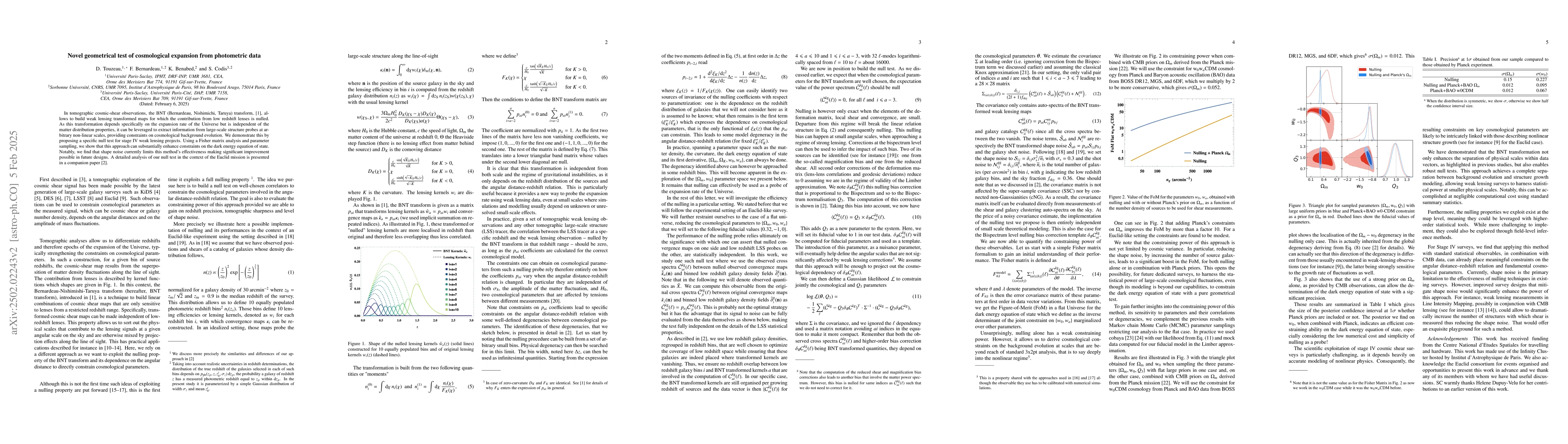 Thumbnail for Novel geometrical test of cosmological expansion from photometric data