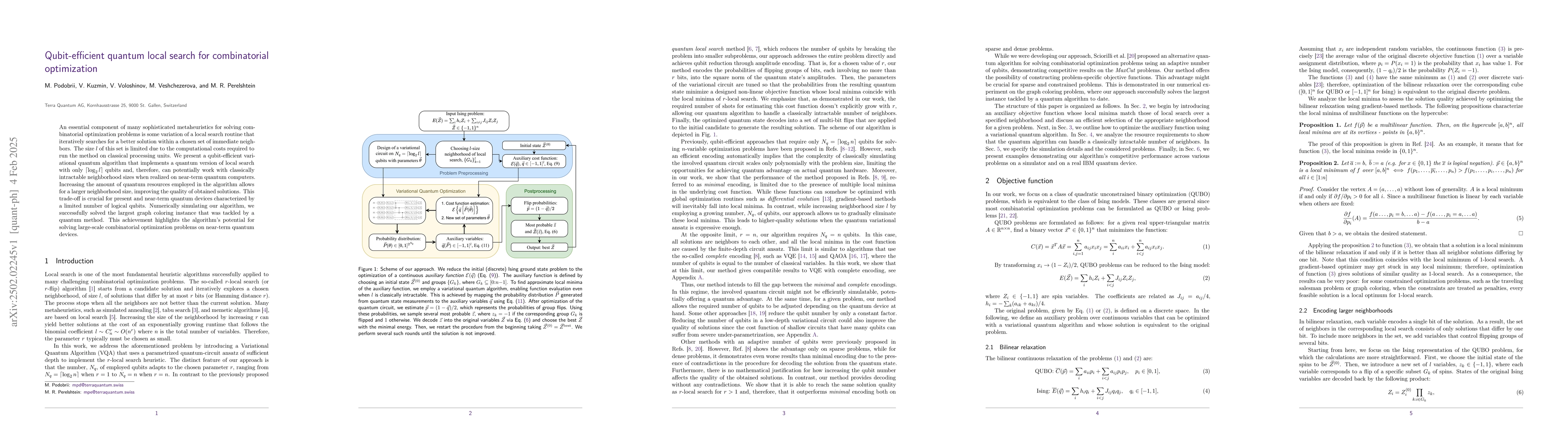 Thumbnail for Qubit-efficient quantum local search for combinatorial optimization