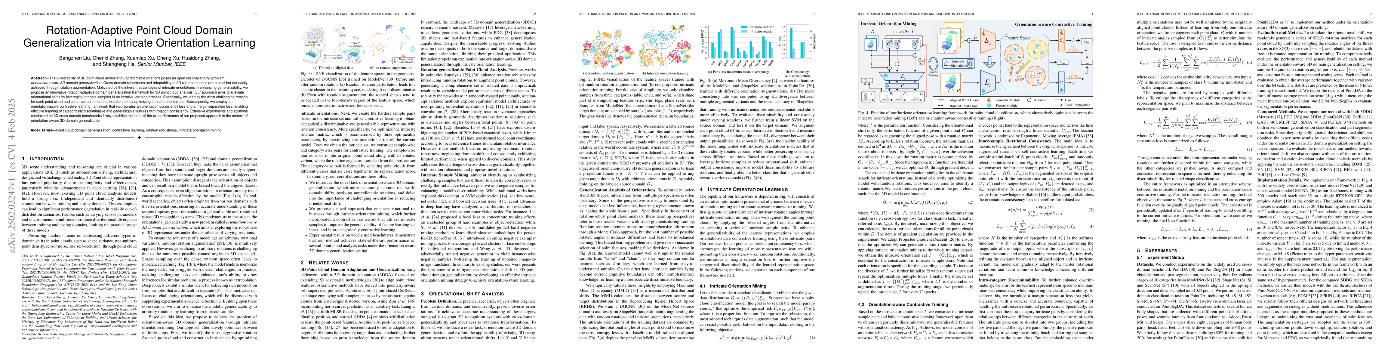 Thumbnail for Rotation-Adaptive Point Cloud Domain Generalization via Intricate
  Orientation Learning