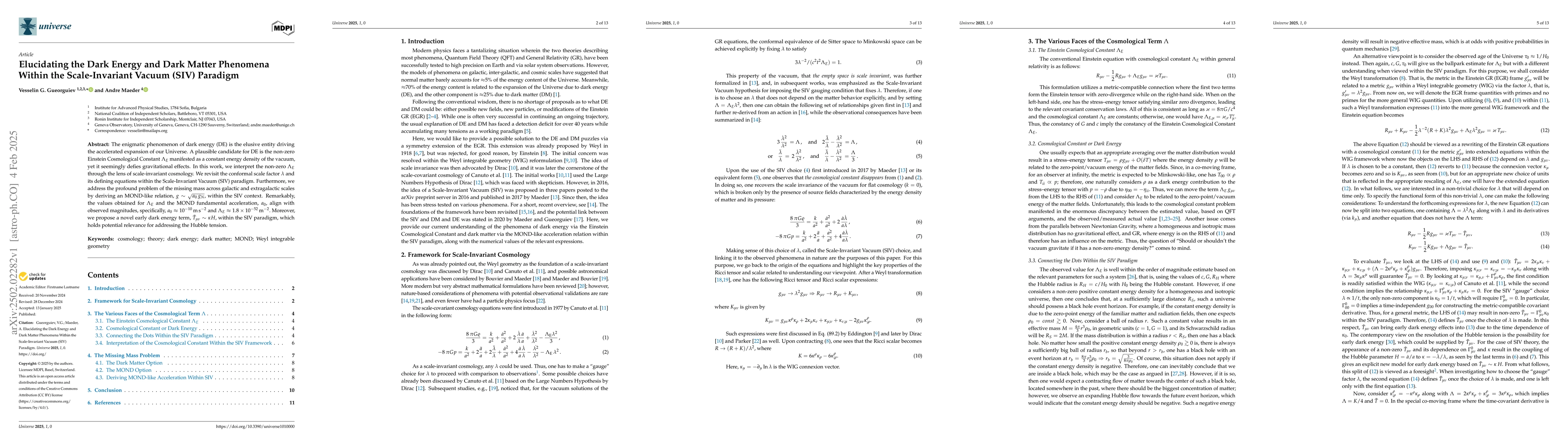 Thumbnail for Elucidating the Dark Energy and Dark Matter Phenomena Within the
  Scale-Invariant Vacuum (SIV) Paradigm