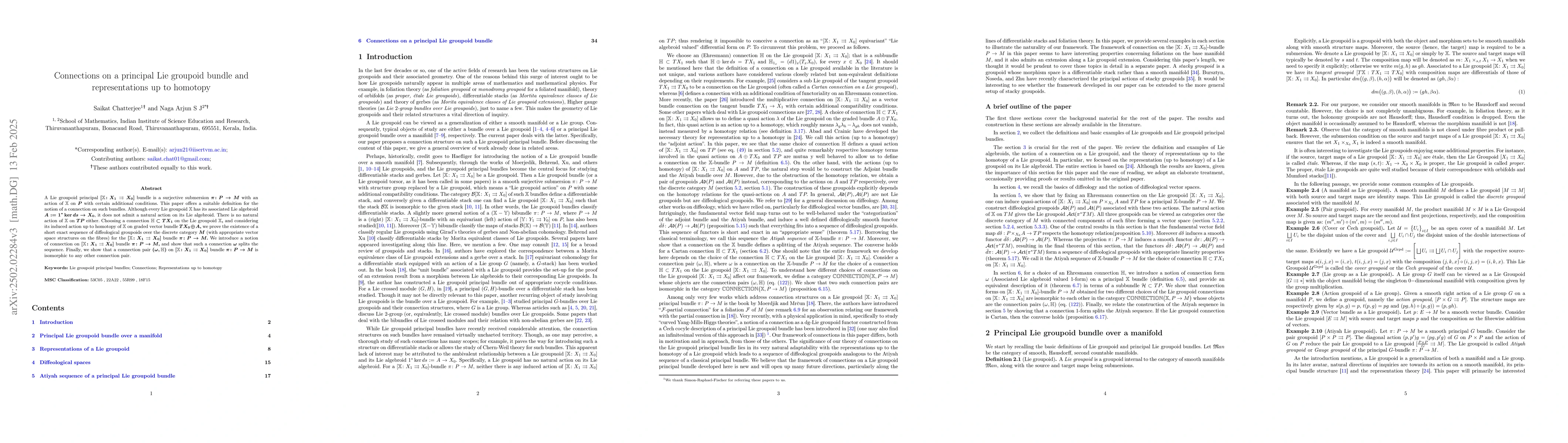 Thumbnail for Connections on a principal Lie groupoid bundle and representations up to
  homotopy