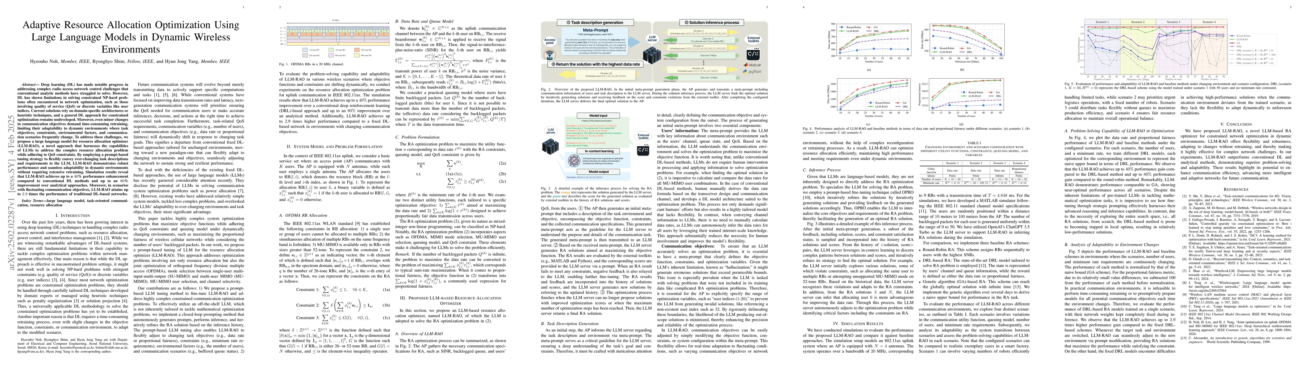 Thumbnail for Adaptive Resource Allocation Optimization Using Large Language Models in
  Dynamic Wireless Environments