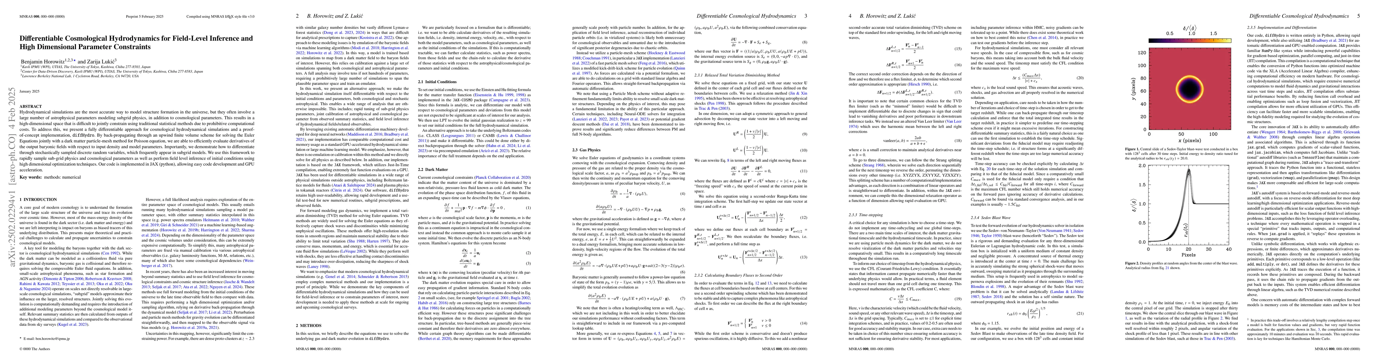 Thumbnail for Differentiable Cosmological Hydrodynamics for Field-Level Inference and
  High Dimensional Parameter Constraints