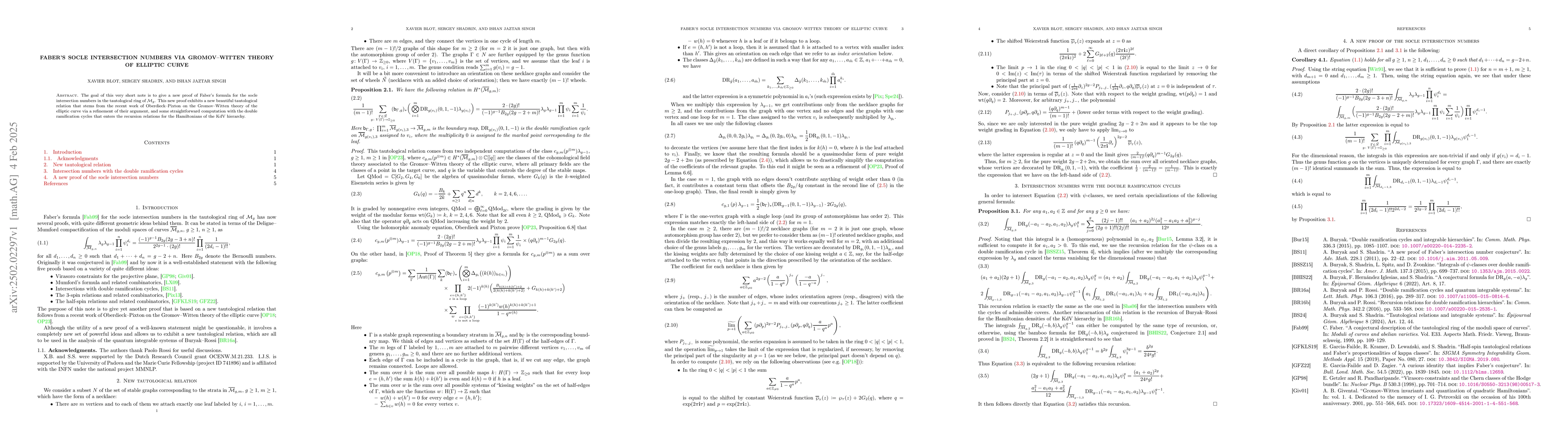 Thumbnail for Faber's socle intersection numbers via Gromov--Witten theory of elliptic
  curve