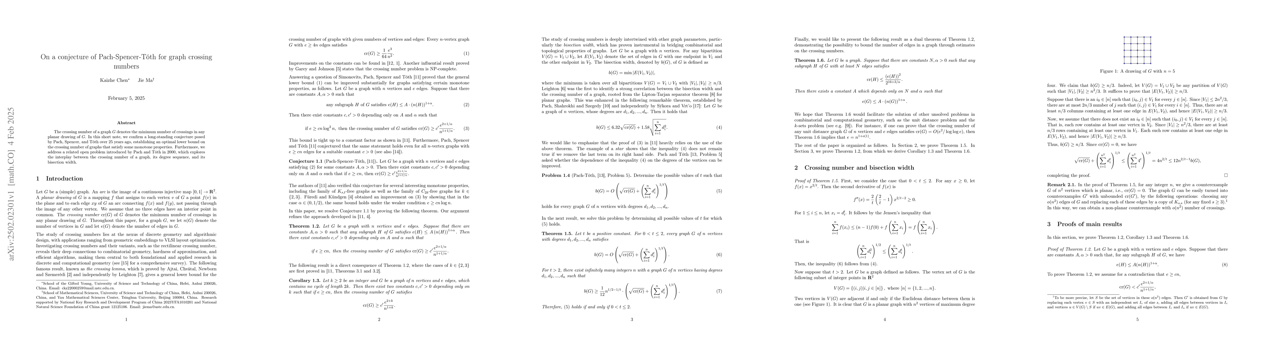 Thumbnail for On a conjecture of Pach-Spencer-Tóth for graph crossing numbers