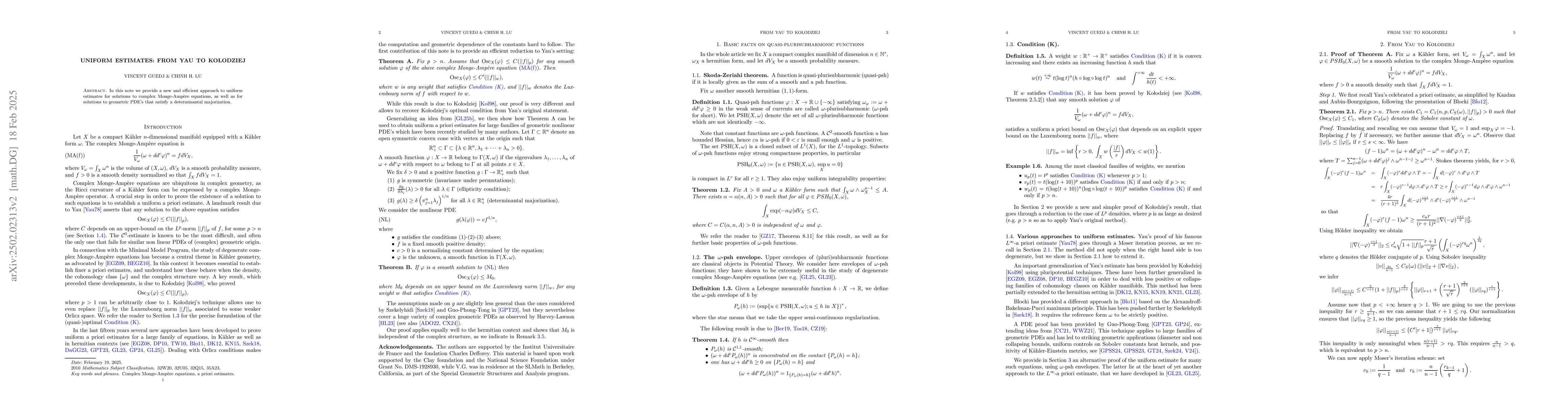 Thumbnail for Uniform estimates: from Yau to Kolodziej