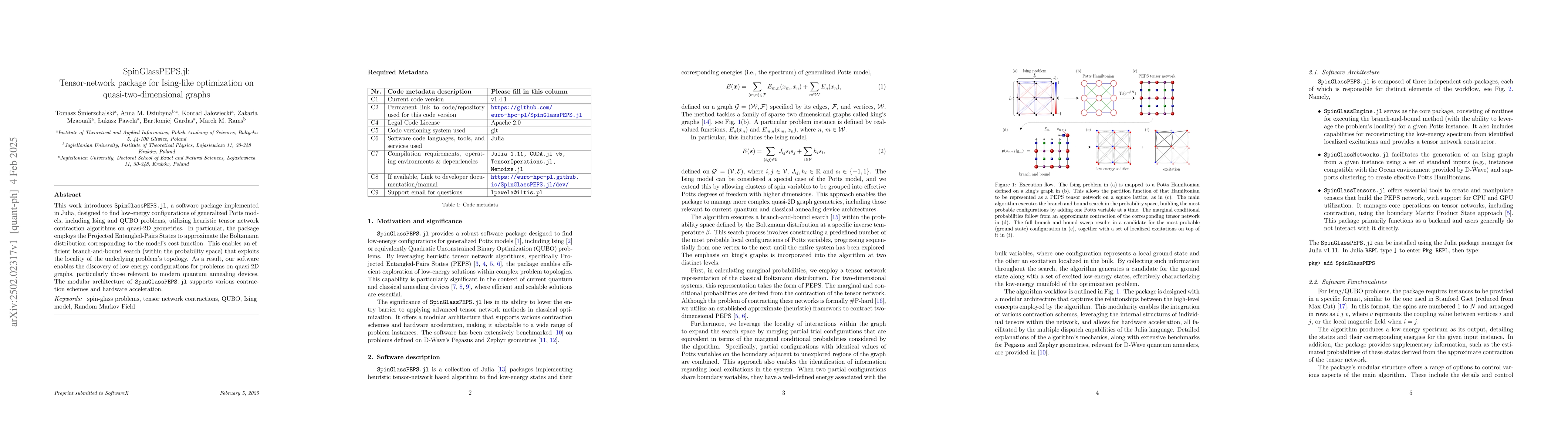Thumbnail for SpinGlassPEPS.jl: Tensor-network package for Ising-like optimization on
  quasi-two-dimensional graphs