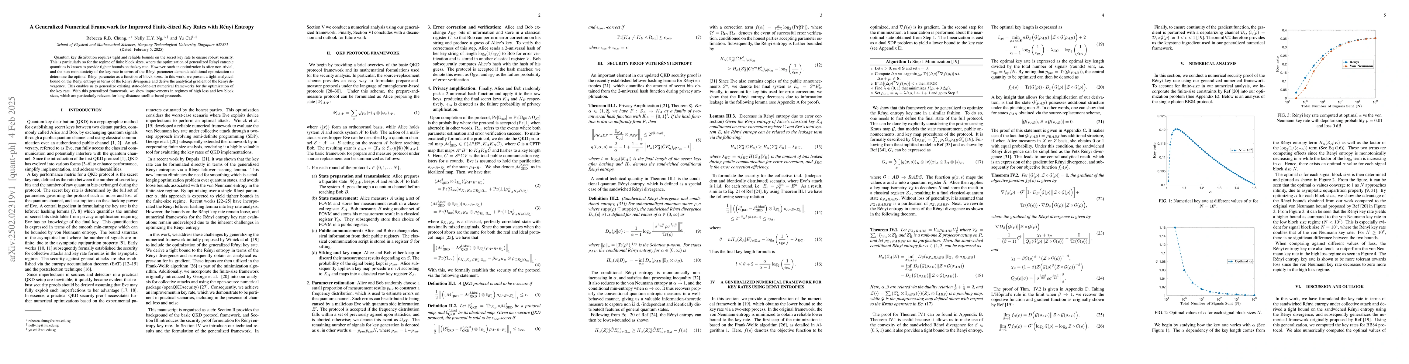 Thumbnail for A Generalized Numerical Framework for Improved Finite-Sized Key Rates
  with Renyi Entropy
