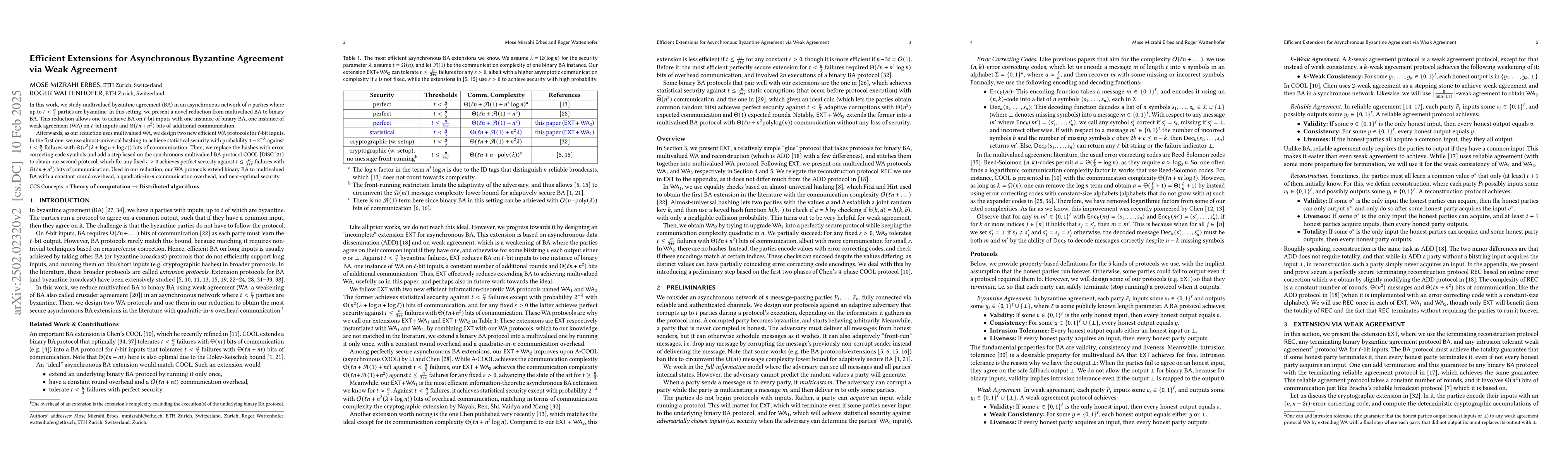 Thumbnail for Efficient Extensions for Asynchronous Byzantine Agreement via Weak
  Agreement