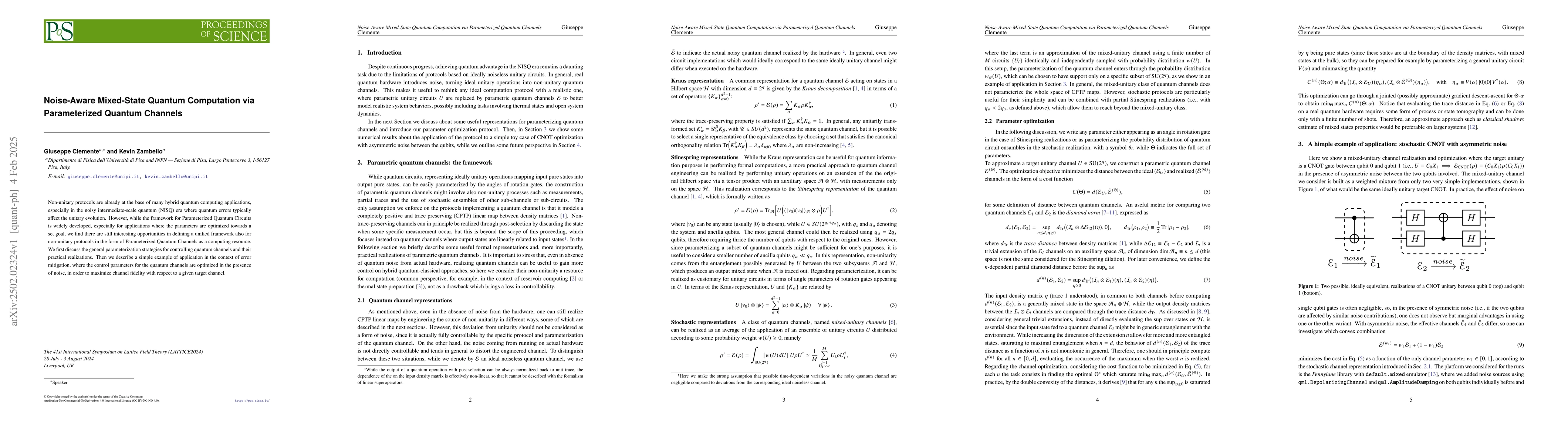 Thumbnail for Noise-Aware Mixed-State Quantum Computation via Parameterized Quantum
  Channels
