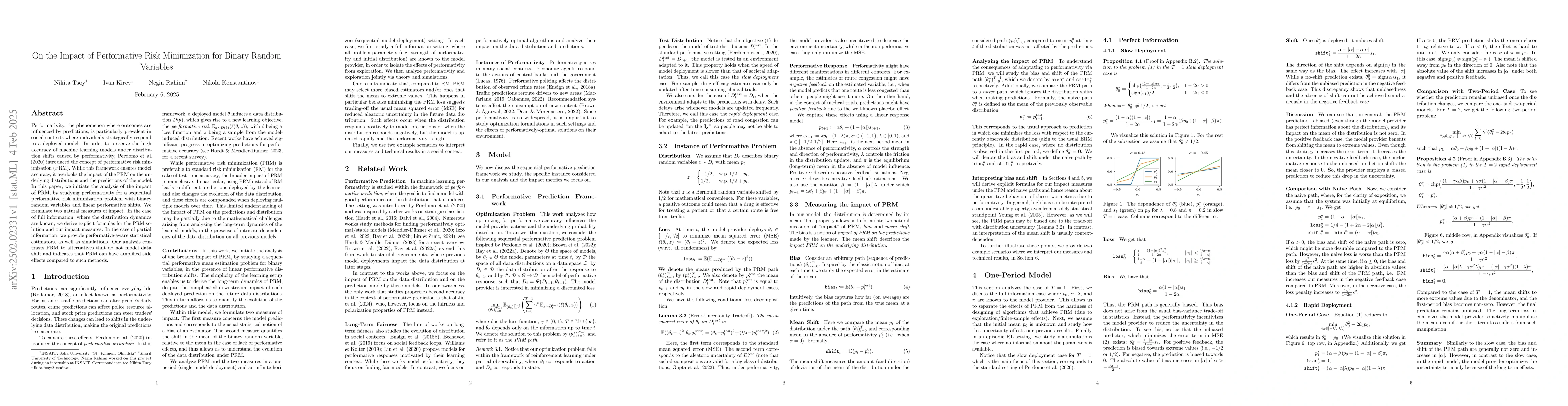 Thumbnail for On the Impact of Performative Risk Minimization for Binary Random
  Variables